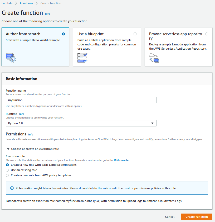 Creating Lambda Function